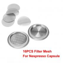 Capsules filtre à café en acier inoxydable | 16 pièces, maille Compatible avec Nespresso, diamètre métal 27mm, Capsules rechargeables pour le bricolage