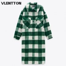 Automne hiver surdimensionné femmes Vintage Plaid veste manteau femme décontracté longue chemise Outwear manteaux amples dames