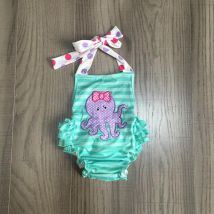 Barboteuse d'été pour petites filles | Barboteuse à bretelles imprimées de poulpes, barboteuse d'été pour bébés