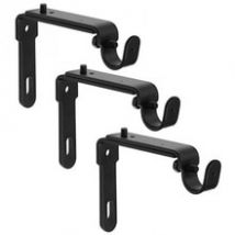 3 pièces/ensemble supports de tringle à rideau noir support résistant Durable réglable en métal tringle à rideau supports muraux avec vis crochet pôle 906