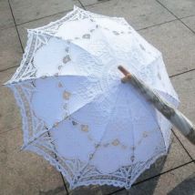 Parapluie à bras Long en dentelle, Style palais, , classique, Noble, parapluie de mariée, broderie, voile de soleil