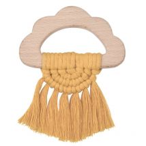 Vintage bébé nuage forme en bois anneau de dentition en bois organique hochet anneau à croquer infantile jouets de dentition 634F