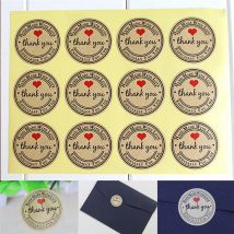 Merci autocollants auto-adhésifs étiquettes rondes personnalisées papier fournitures de mariage sac Kraft étiquette autocollants décoration