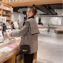 Bella philosophie femmes Plaid Tweed manteau court dame coréenne poche laine veste vêtements d'extérieur femme col rabattu manteaux courts