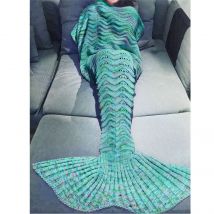 de noël fil tricoté creux sirène queue couverture à la main au Crochet sirène couverture enfants adulte doux sac de couchage 180x90cm