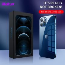 IHaitun étui en verre de luxe pour iPhone 12 Pro Max étuis Ultra mince couvercle en verre Transparent pour iPhone 12 Pro bord souple