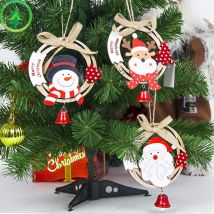 Cloche d'arbre de noël décoration suspendue | Pendentif en bois pour père noël décoration de placard de noël