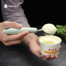 Cuillère à crème glacée en acier inoxydable avec poignée en plastique pour les boules de Melon