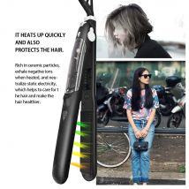 Fer à lisser à vapeur ionique, plaques chauffantes en céramique Tourmaline avec brosse, fer plat pour cheveux