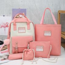 5 pièces ensemble lycée sacs pour adolescentes toile voyage sac à dos femmes bookbag adolescent étudiant cartable Bolsas