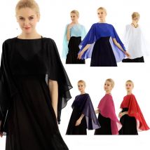 Robe boléro en mousseline de soie pour femmes, longue robe de soirée, châle, enveloppe, mariage