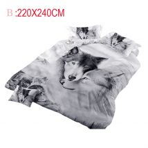 3D couette ensembles de literie Double loup Couples enfants 3D literie Cool gris loup housse de couette ensemble 3 pièces peinture housses de couette # N
