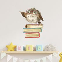 Autocollant Mural d&#39;oiseau debout sur livre, décoration de chambre d&#39;enfant, papier peint de dessin animé, décoration de maison, pépinière