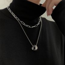 Collier à chaîne Double épaisseur pour hommes et femmes, Long, tendance, minimaliste, Punk, Simple, ,