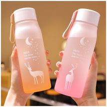 Bouteilles d&#39;eau en plastique de 500 ML, pour boire, Portable, pour Sport, Fitness, tasses en plastique de couleur dégradée, tasse givrée pour l&#39;extérieur, motif dessin animé
