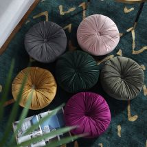 Velours plissé rond couleur unie jeter coussin pour salon canapé bureau dos chaise voiture maison doux coussins