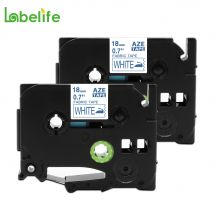Labelife lot de 2 TZeFA4 18mm bleu marine sur tissu blanc ruban thermocollant Compatible Brother p-touch TZeFA4 TZ-FA4 TZFA4 ruban tissu