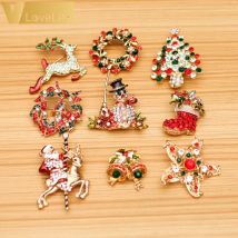 Broche de noël cinq étoiles en strass pour femmes, cloche, père noël, , féminins, broches, bijoux