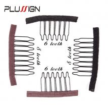 Peigne pour perruque en acier inoxydable, 2 couleurs, noir, marron, 3 styles, 4, 6, 8 dents