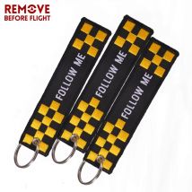 3 pièces suivez-moi porte-clés noir broderie llavero pour moto porte-clés chaveiro porte-clés étiquette à bagages retirer avant le vol