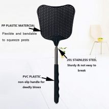 Moustiquaire et mouche tuant la tapette à mouche en plastique tige rétractable en acier inoxydable, adapté à une utilisation intérieure et extérieure (paquet de 2)