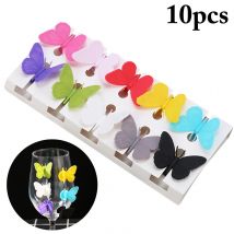 Marqueur de verre à vin en Silicone | Papillon fête verre de vin, breloques boire, tasse d'identification, tasse Identification, étiquettes de tasse, signes d'étiquette
