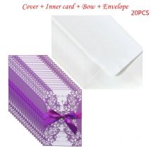 Enveloppes d'invitation ajourées avec ruban pour carte d'invitation de mariage, 20 pièces