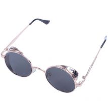 Lunettes de soleil rondes en métal Steam Punk lunettes rétro Vintage (monture or noir)