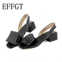 EFFGT bout carré femmes sandales talons hauts été une sangle Slingbacks femmes sandales d'été chaussures décontractées C218