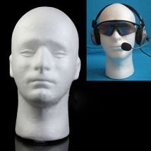 Mâle Blanc Polystyrène Mousse Tête Modèle Support Perruque Chapeau Casque Tête de Mannequin Présentoir