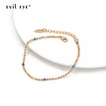 Mauvais œil alliage perle bleu turc oeil cheville or argent couleur pied chaîne cheville Bracelet réglable bijoux pour femmes filles BD319
