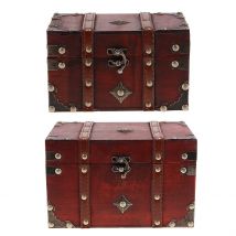 Coffre en bois de boîte au trésor pour des bijoux, boîte en bois de coffre au trésor de Pirate, coffre médiéval décoratif