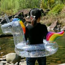 Jouet gonflable ins transparent sequin licorne bague de natation flamant rose anneau de natation licorne anneau de natation