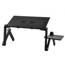 CSS 360 degrés Pliant Réglable ordinateur portable notebook Brillant Table de Lit de Support de Tour Canapé Plateau de Bureau & Ventilateur (Noir)