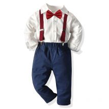 Garçons Gentleman vêtements chemise + pantalon garçon chemises costume à manches longues enfants mariages robe de soirée costumes enfants ensembles