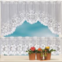 Rideau de café translucide européen blanc 2 pièces | Rideaux tricotés en chaîne, dentelle de Tulle de cuisine, rideaux Jacquard transparents pour chambre à coucher