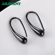 Boucles d&#39;oreilles pour femmes et hommes, boucles d&#39;oreilles noires en argent 925, goutte d&#39;eau, goutte d&#39;eau, goutte d&#39;eau, goutte d&#39;eau, bijoux à la , , 4 couleurs