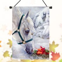 Drapeau de jardin d'hiver carotte neige | Drapeau cheval blanc, bannière de carotte de neige, personnalisée 28x40 ''/12.5'' x 18 '', drapeaux banderole de jardin, de noël