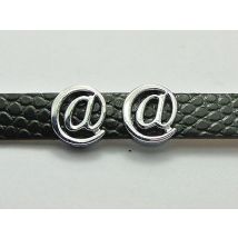 Breloques coulissantes en alliage argenté, 10 tons, symbole at "@", adaptées à un bracelet de montre de 8mm