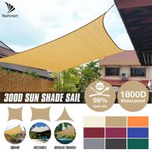 Voile d'ombrage triangulaire rectangulaire, imperméable, 280 g/m², auvent de jardin, de terrasse, de piscine, de cour, de Camping et de randonnée