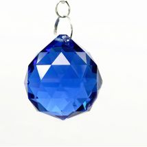 10 PCS/lot couleur bleu moyen 30mm boules à facettes en cristal (anneaux gratuits) pendentifs de lustre en verre/pièces de lampe en cristal