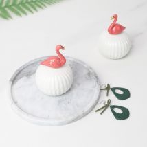 Jewley boîte de rangement | Céramique dorée nordique, bijoux, animaux, boîte de rangement des flamands roses, conteneur de cuisine, boîtes à thé