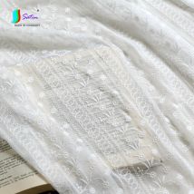 en mousseline de soie 3D broderie gaze blanc doux dentelle tissu robe de mariée Cheongsam poupée vêtements fond maison bricolage tissu