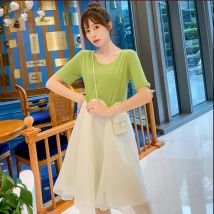 Robe longue en coton 2 pièces, gilet, vêtements d'été pour femmes enceintes, robe de maternité élégante, X127