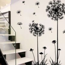 Autocollant mural noir PVC pissenlit fleur Stickers muraux arbre grand Removab Stickers muraux Etiqueta Da Parede QE saint valentin