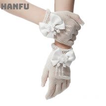 Gants filles mariage maille nœud perle princesse fête fournitures enfants anniversaire cérémonie couronnement accessoires fille