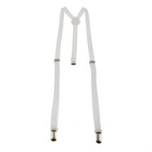 Bretelles avec pinces 2x pour adultes | Bretelles élastiques à l'arrière en Y, bretelles, ceinture avec bretelles universelles, blanches