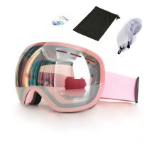 ROBESBON – lunettes de Ski à grande lentille sphérique rose HD, lentilles PC allemandes et italiennes Anti-buée, pour la neige, le Snowboard, pour hommes et femmes