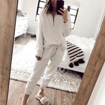 Femmes maison ensemble de vêtements décontracté ample confortable Chic loisirs deux pièces costume à manches longues pantalon femme maison costume