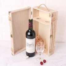 Boîte de transport de bouteilles de vin rouge | Vintage en bois, 2 bouteilles de vin rouge, caisse mallette de rangement, support d'exposition, de fête d'anniversaire, de noël